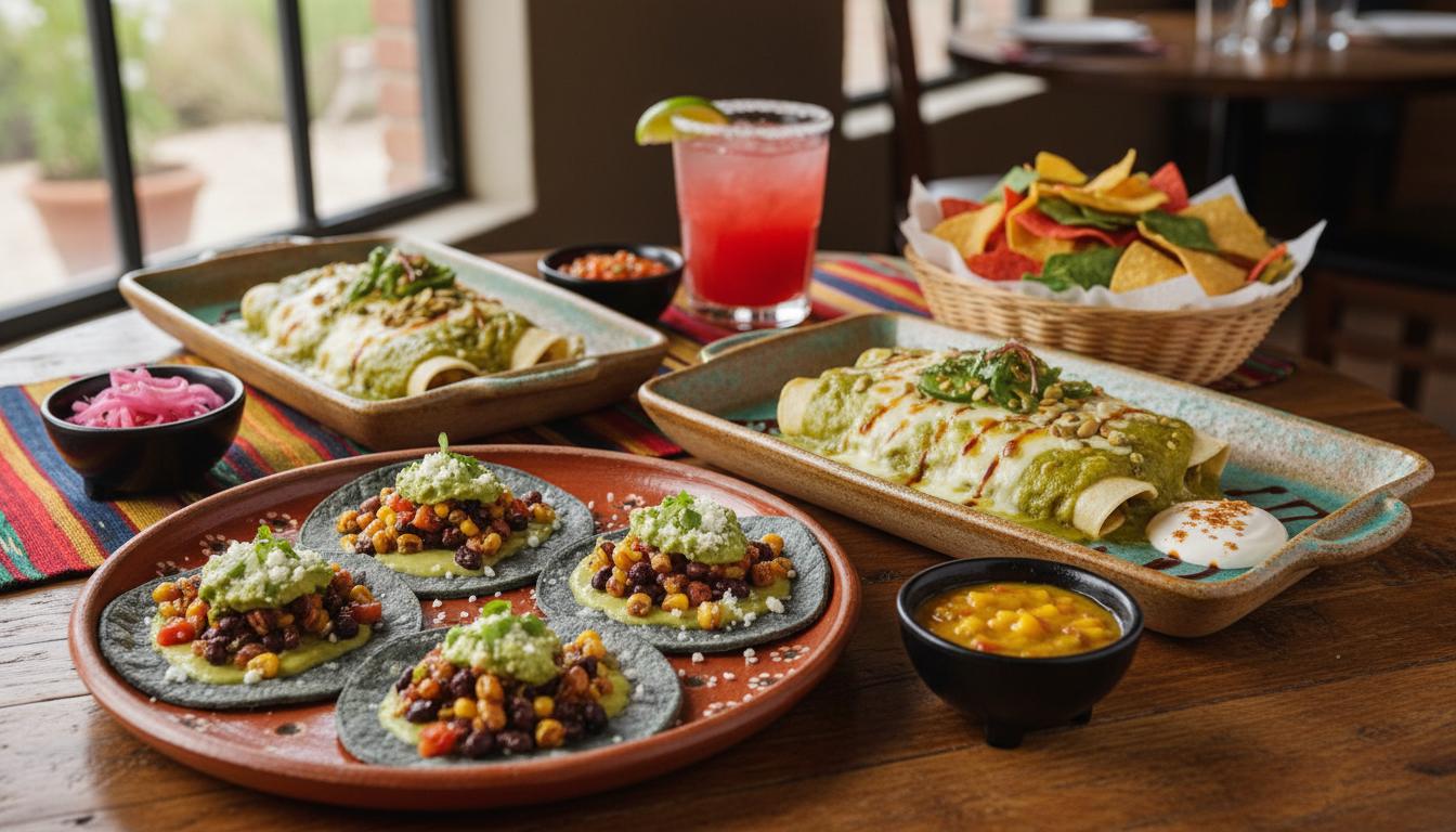 Gourmet Southwestern cuisine with colorful plated dishes at an Arizona restaurant